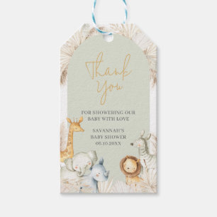 Boho Sage Green Safari Baby Shower Favor Tags