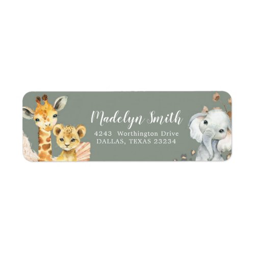 Boho Sage Green Safari Oh Boy Address Label