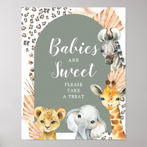 Boho Sage Green Safari Oh Boy Babies are Sweet Poster