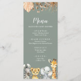 Tropical Elephant Boy Baby Shower Menu Sign