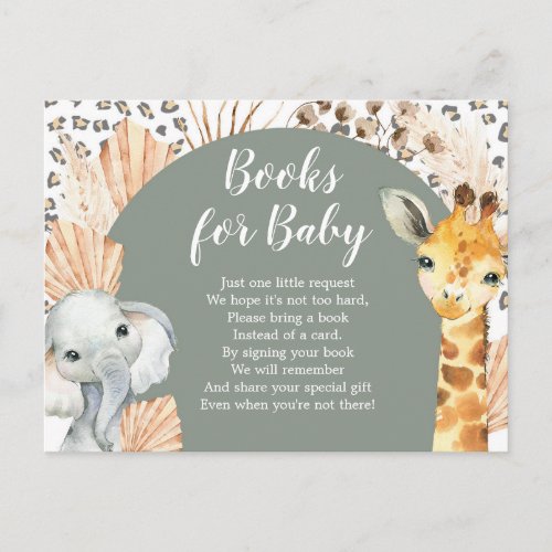 Boho Sage Green Safari Oh Boy Books For Baby Invitation Postcard