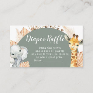 Boho Sage Green Safari Oh Boy Diaper Raffle Enclosure Card