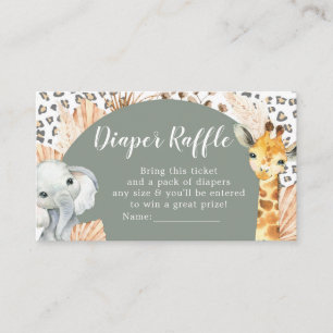 Boho Sage Green Safari Oh Boy Diaper Raffle Enclosure Card