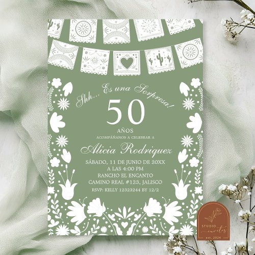 Boho Sage Green Talavera Mexican Surprise Birthday