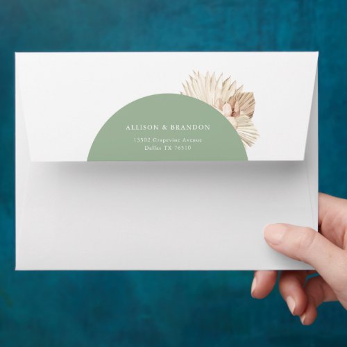 Boho Sage Green Wedding Address Envelope