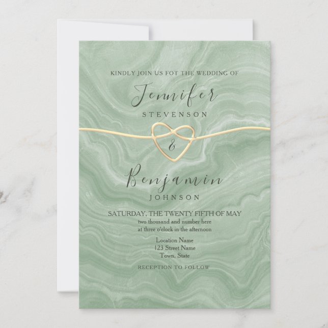 Boho Sage Green Wedding Invitation (Front)