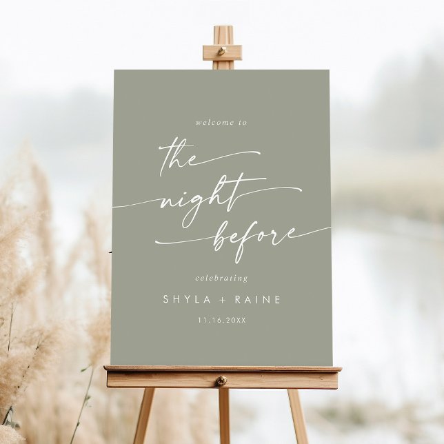 Boho Sage Green Welcome The Night Before Sign (Creator Uploaded)