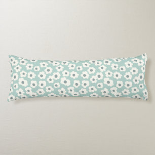 Boho Sage Green White Gray Floral Body Pillow