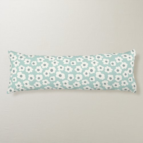 Boho Sage Green White Gray Floral  Body Pillow