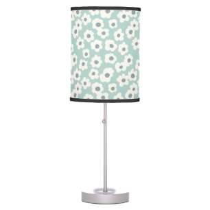 Boho Sage Green White Gray Floral Table Lamp