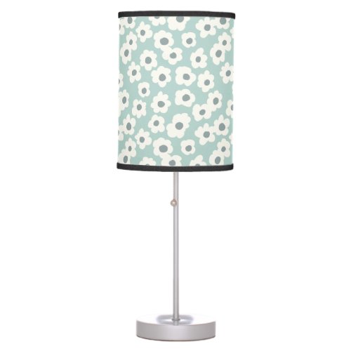 Boho Sage Green White Gray Floral  Table Lamp