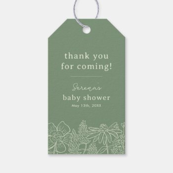 Boho Sage Green Wildflower Favor Gift Tag by Low_Star_Studio at Zazzle