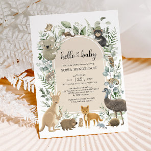 Boho Sage Greenery Australian Animals Baby Shower  Invitation
