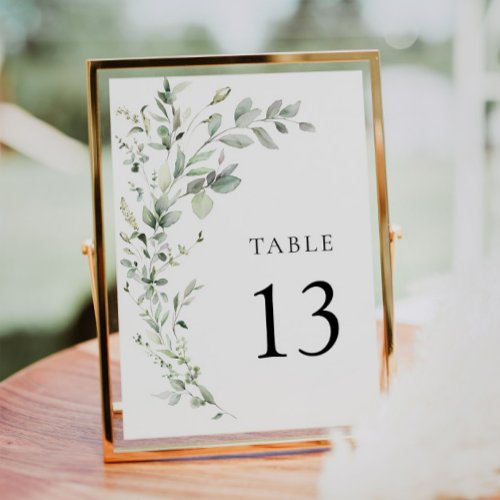 Boho Sage Greenery Botanical Wedding Table Number