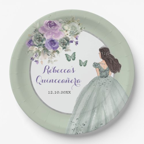 Boho Sage Purple Dress Princess Girl Sweet 16 Aos Paper Plates