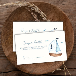 Boho Sailboat Anchor Diaper Raffle Baby Shower  Enclosure Card
