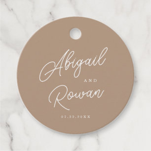 Boho Sand Minimalist Script Wedding Favor Tag
