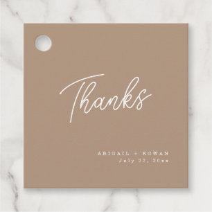 Boho Sand Minimalist Script Wedding Thank You Favor Tags