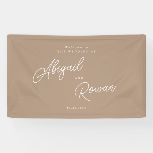 Boho Sand Minimalist Script Wedding Welcome Banner