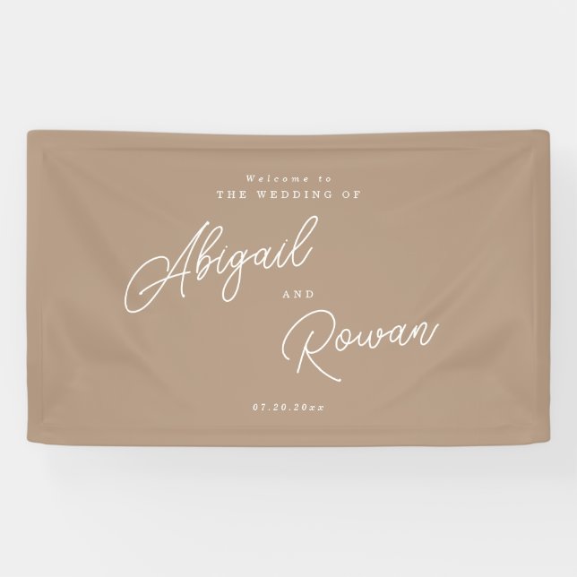 Boho Sand Minimalist Script Wedding Welcome Banner (Horizontal)