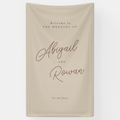 Boho Sand Minimalist Vertical Wedding Welcome Banner