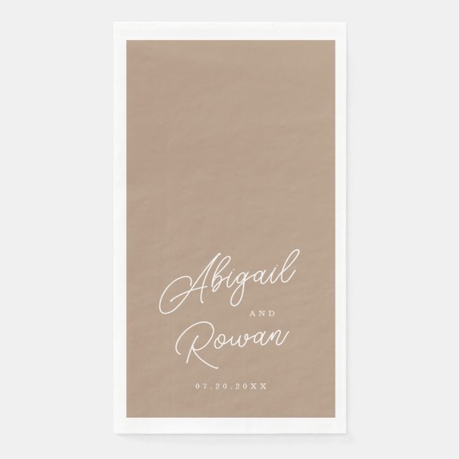 Boho Sand Script Minimalist Wedding Guest Towels (Front)