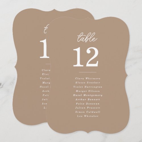 Boho Sand Script Wedding Table Seating Card