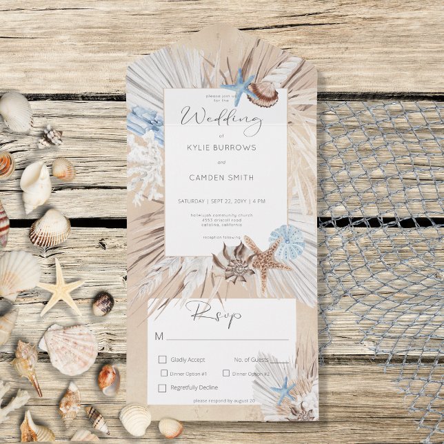 Boho Sand Tan Beach Rustic Dinner All In One Invitation (Creator Uploaded)