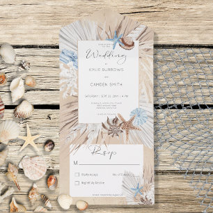 Boho Sand Tan Beach Rustic No Dinner All In One Invitation