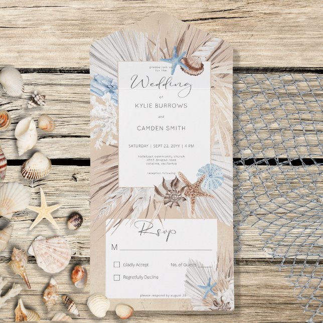 Boho Sand Tan Beach Rustic No Dinner All In One Invitation (Creator Uploaded)