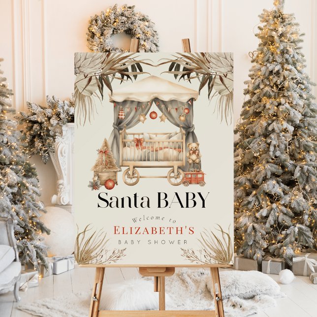 Boho Santa Baby Holiday Crib Baby Shower Welcome Foam Board (Creator Uploaded)