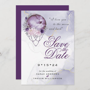 Boho Save the Date Dusty Purple Celestial Mandala Invitation
