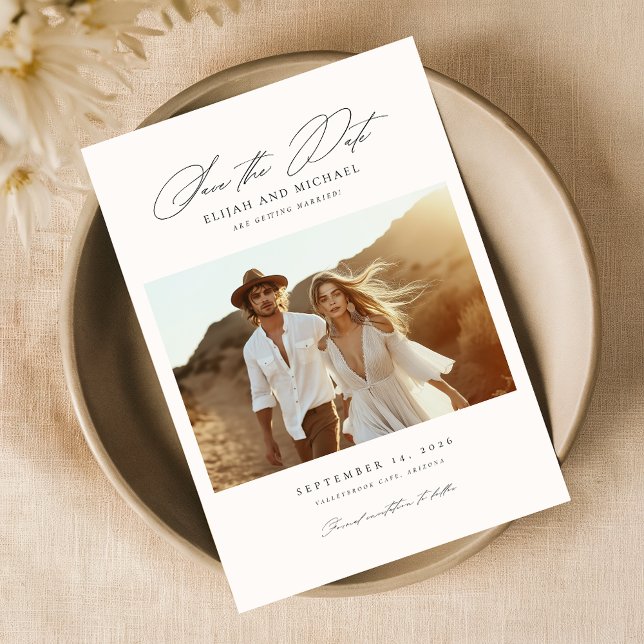 Boho Save the Date | Photo Elegant Save the Date Invitation (Creator Uploaded)