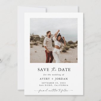 Boho Save the Date, Photo Minimalist Save the Date Invitation | Zazzle