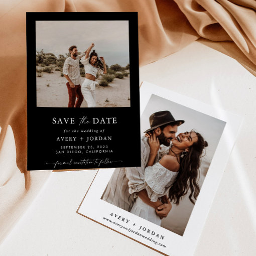 Boho Save the Date, Photo Minimalist Save the Date Invitation | Zazzle