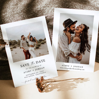 Boho Save the Date, Photo Minimalist Save the Date Invitation