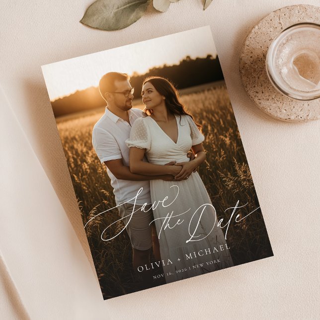 Boho Save the Date, Photo Minimalist Save the Date Invitation (Creator Uploaded)