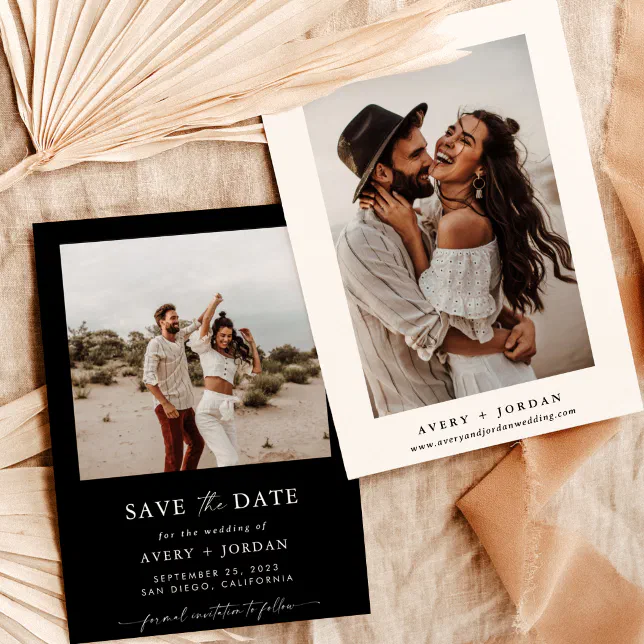 Boho Save The Date, Photo Minimalist Save The Date Invitation 