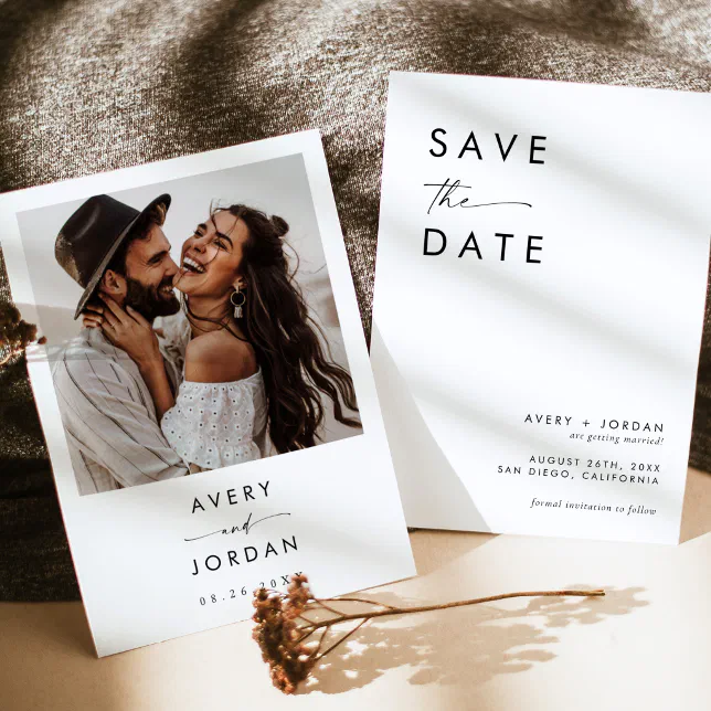 Boho Save the Date, Photo Minimalist Save the Date Invitation | Zazzle