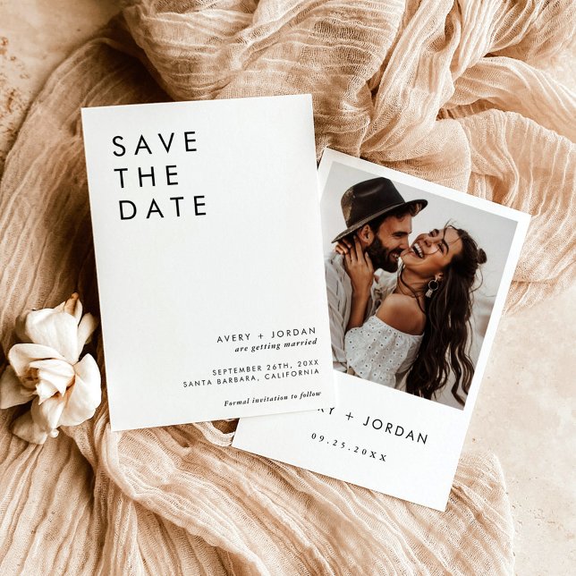 Boho Save the Date, Photo Minimalist Save the Date Invitation (Creator Uploaded)