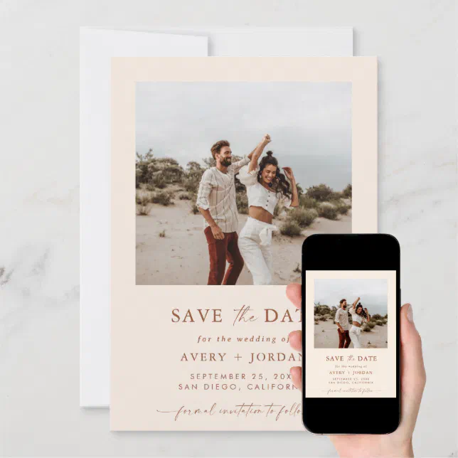 Boho Save The Date, Photo Minimalist Save The Date Invitation 