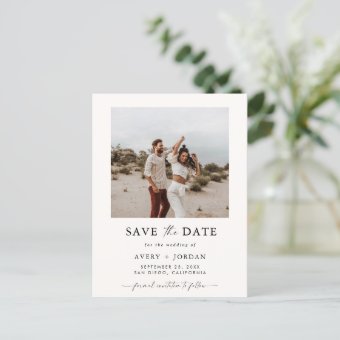 Boho Save the Date, Photo Minimalist Save the Date Postcard | Zazzle