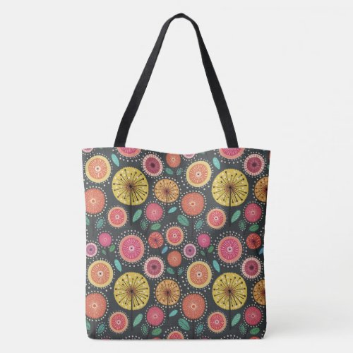 Boho Scandi folk flower pattern  Tote Bag