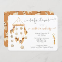 Boho Scandi Llama Mobile Baby Shower Invitation