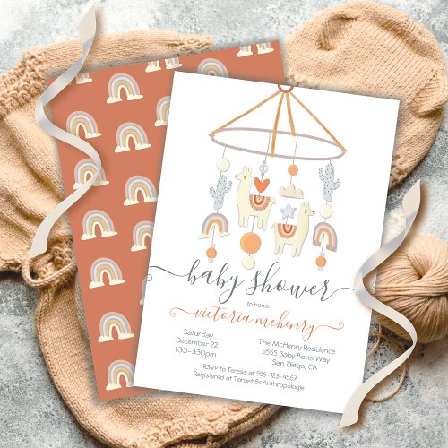 Boho Scandi Mobile Baby Shower Invitation