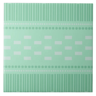 Boho Scandinavian Lines Dots Mint Green Ceramic Tile