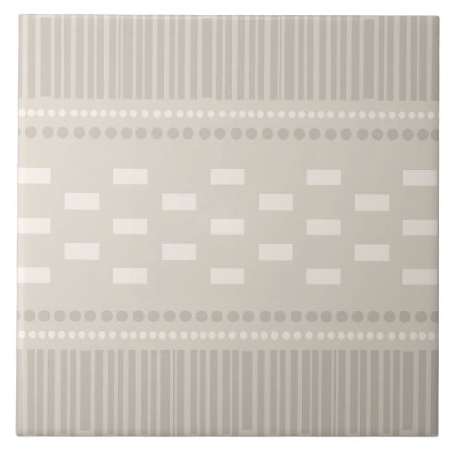 Boho Scandinavian Lines Dots Taupe Ceramic Tile