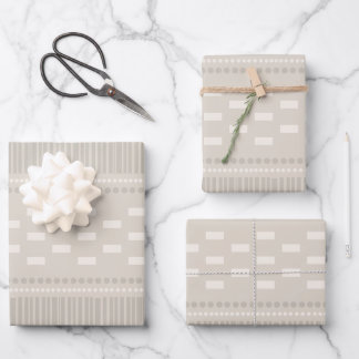 Boho Scandinavian Lines Dots Taupe Wrapping Paper Sheets