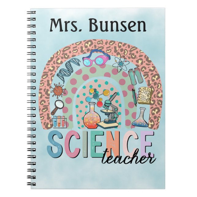 Boho Science Themed Rainbow Personalized Notebook (Front)