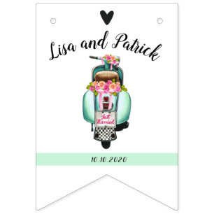 Boho scooter wedding bunting flags
